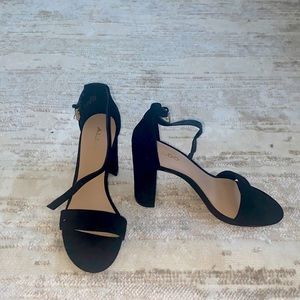 Aldo: Black strappy block heeled sandals